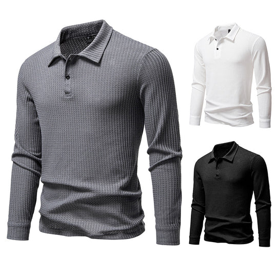 Herren Waffelstrick-Poloshirt mit Halbknopfleiste und Hemdkragen Nord Taschen