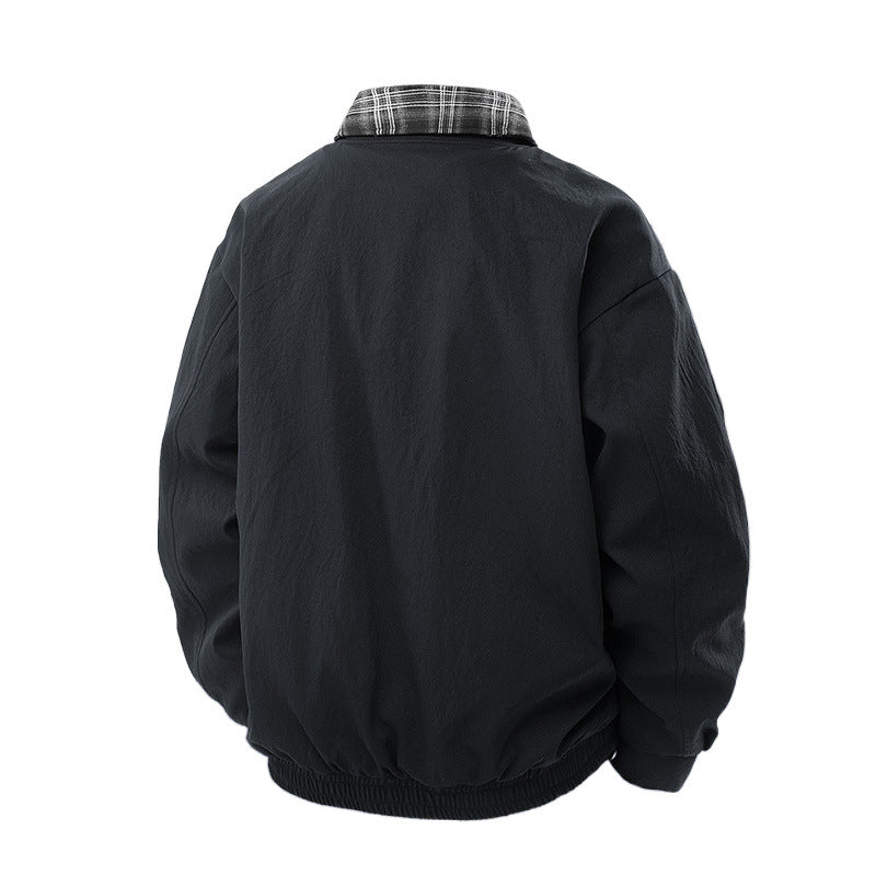 Herren Lässige Layering-Übergangsjacke mit karierter Innenlage und Reißverschluss Nord Taschen