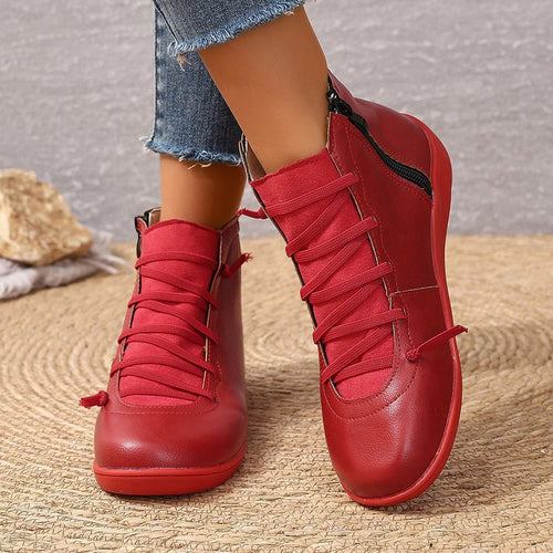 Damen Knöchelhohe Lederoptik-Sneaker mit seitlichem Reißverschluss und gepolstertem Komfortfußbett Nord Taschen