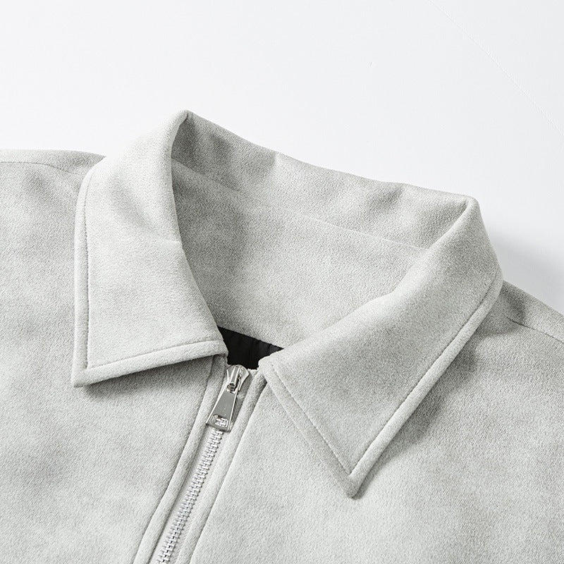 Herren Smarter Overshirt‑Bomber in Veloursleder‑Optik mit Zwei‑Wege‑Metallreißverschluss Nord Taschen