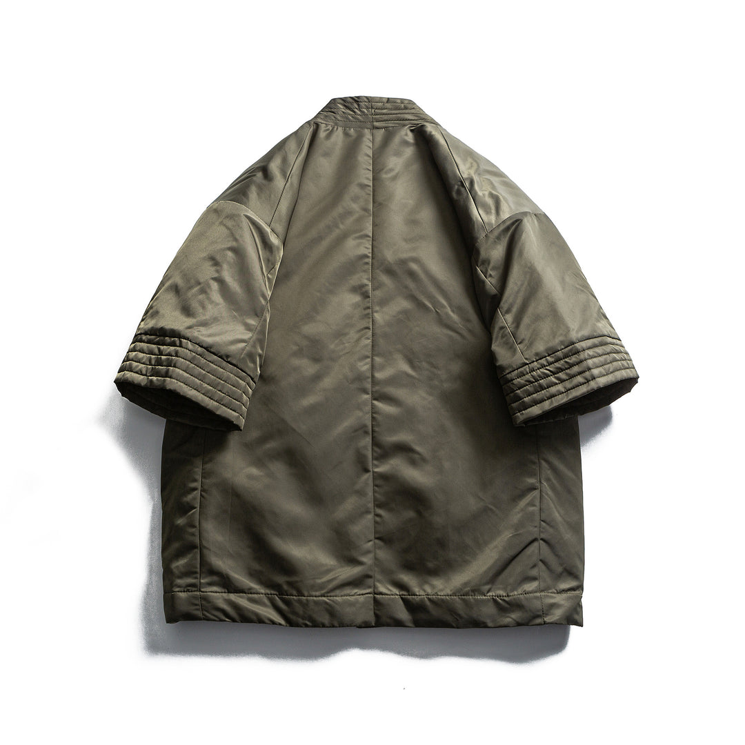Unisex Gepolsterte Kimono-Jacke mit kurzem Ärmel und Taillengürtel Nord Taschen