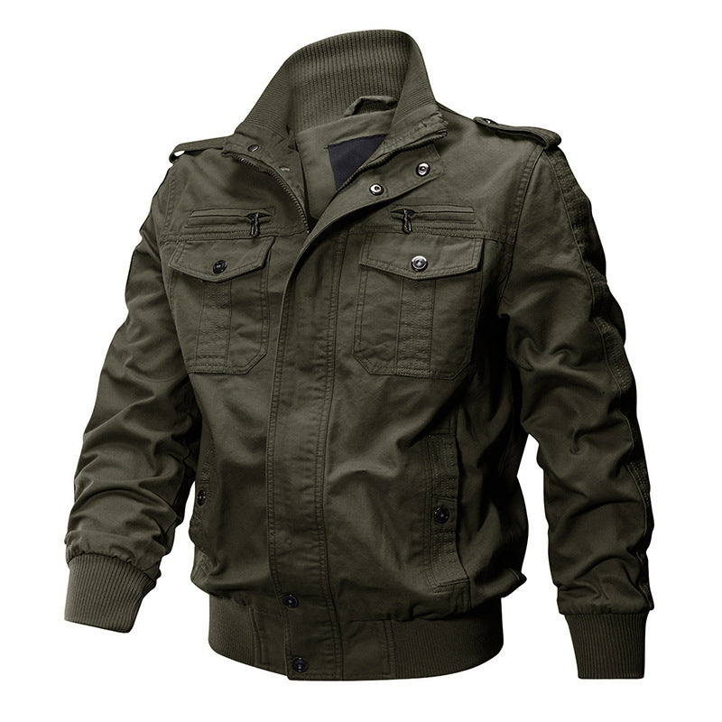 Herren  leichter Urban-Fieldbomber aus gewaschenem Canvas mit Reißverschluss-Brusttaschen und elastischem Bund Nord Taschen