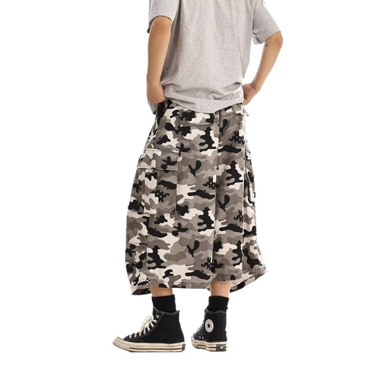 Herren Cargo-Shorts mit weitem Schnitt und Camouflage-Muster Nord Taschen