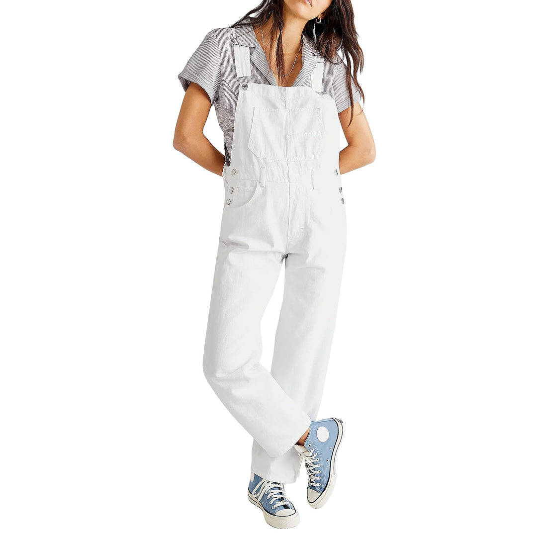 Damen lässige Denim-Latzhose mit praktischen Taschen und verstellbarem Bund Nord Taschen