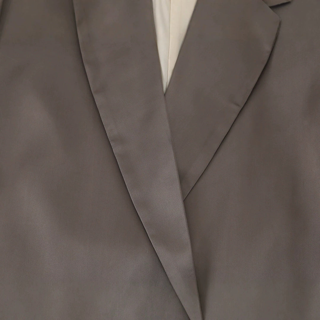 Damen Oversize Doppelreiher-Blazer aus satinierter Faux-Lederoptik Nord Taschen