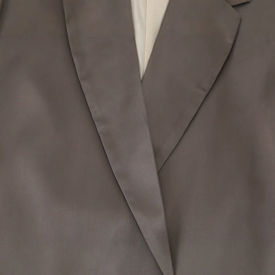 Damen Oversize Doppelreiher-Blazer aus satinierter Faux-Lederoptik Nord Taschen