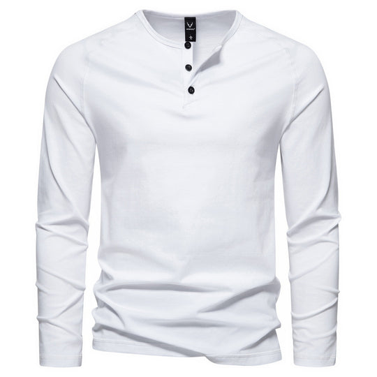 Herren Slim-Fit Baumwoll-Mix Henleyshirt mit Knopfleiste Nord Taschen