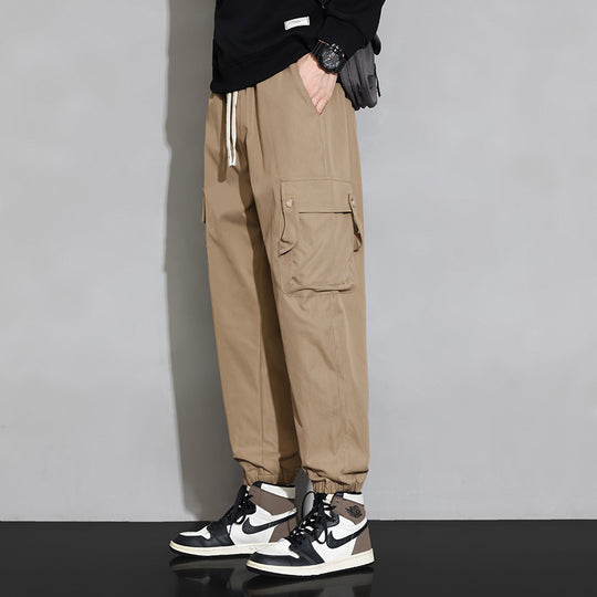 Herren Lockere Utility-Cargohose mit Kordelzug, Elastikbündchen und Multifunktionstaschen Nord Taschen