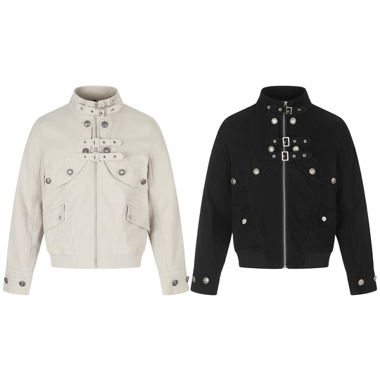 Damen Kurzblouson im Boxy‑Schnitt mit Stehkragen, Schnallenriegeln und Pattentaschen Nord Taschen