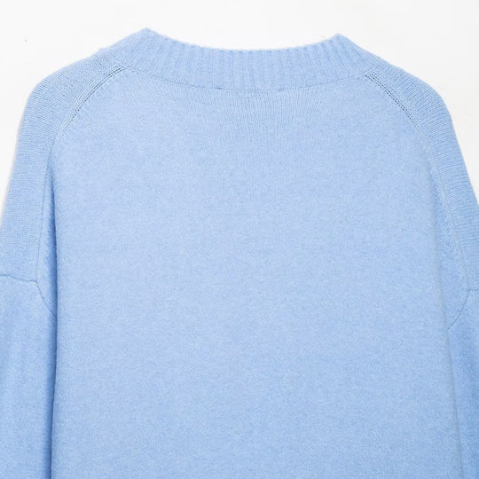 Damen Oversize V‑Ausschnitt Feinstrickpullover mit breitem Rippenbund Nord Taschen