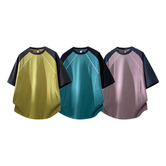 Herren Sportives Oversize Waffelstruktur-Raglan-T-Shirt mit Kontrastärmeln und atmungsaktivem Funktionsjersey Nord Taschen
