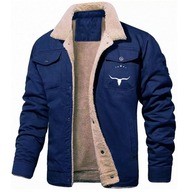 Herren Sherpa-gefütterte Canvas-Arbeiterjacke mit Brusttaschen Nord Taschen