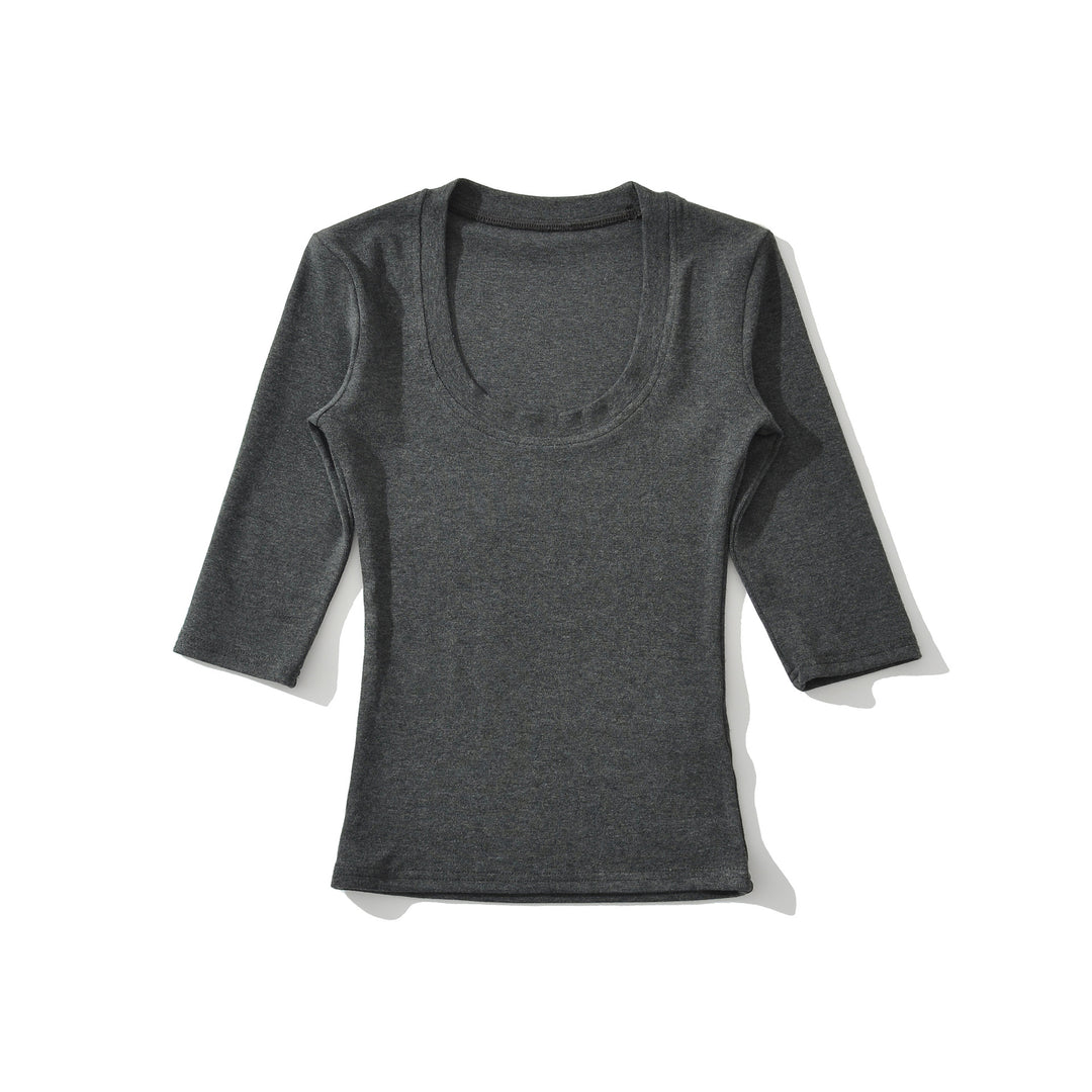 Damen Eng anliegendes Longsleeve mit tiefem Rundhalsausschnitt Nord Taschen