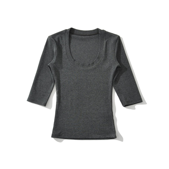 Damen Eng anliegendes Longsleeve mit tiefem Rundhalsausschnitt Nord Taschen
