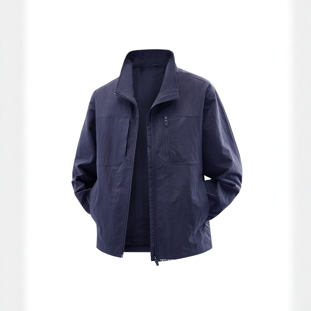 Herren Leichte Field-Utility-Jacke mit Mesh‑Futter, Stehkragen und Reißverschlusstaschen Nord Taschen