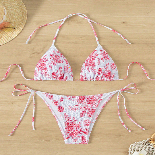 Damen Triangel-Bikini-Set mit floralem Muster und verstellbaren Trägern Nord Taschen