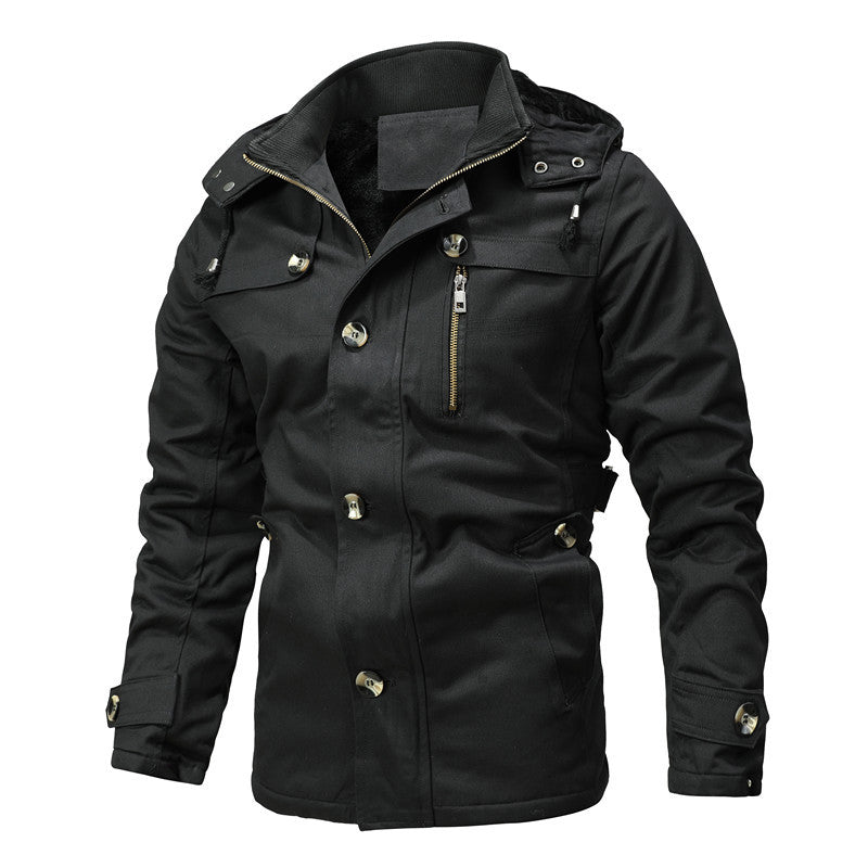 Herren Parka-Jacke mit Kapuze, Thermofutter und Metallknöpfen Nord Taschen