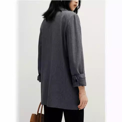 Damen Oversize-Longblazer mit Ein-Knopf‑Verschluss, gerader Silhouette und Leistentaschen Nord Taschen
