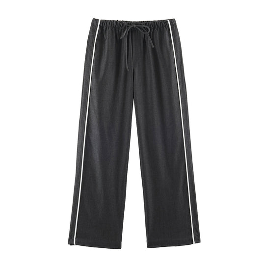 Damen Lounge-Hose mit weitem Bein, Kordelzug und seitlichen Kontraststreifen Nord Taschen