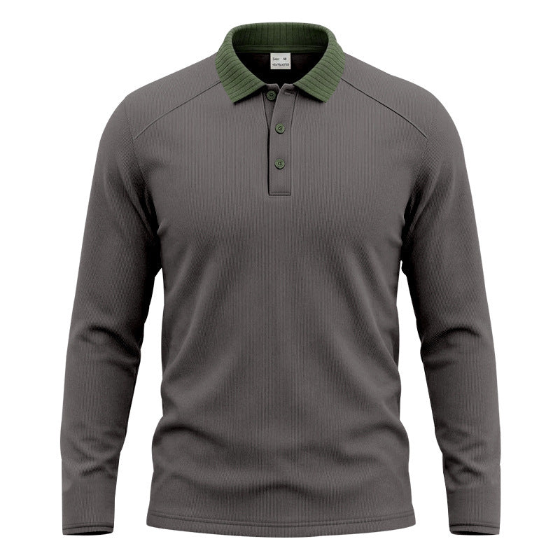 Herren Langarm-Polo aus feinem Rippstrick mit Kontrastkragen und Knopfleiste Nord Taschen