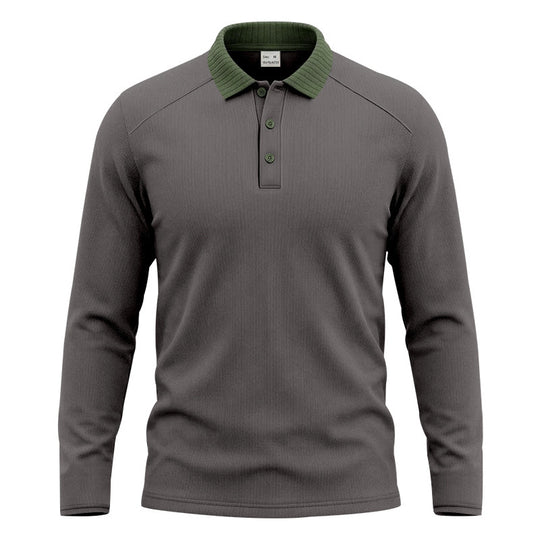 Herren Langarm-Polo aus feinem Rippstrick mit Kontrastkragen und Knopfleiste Nord Taschen