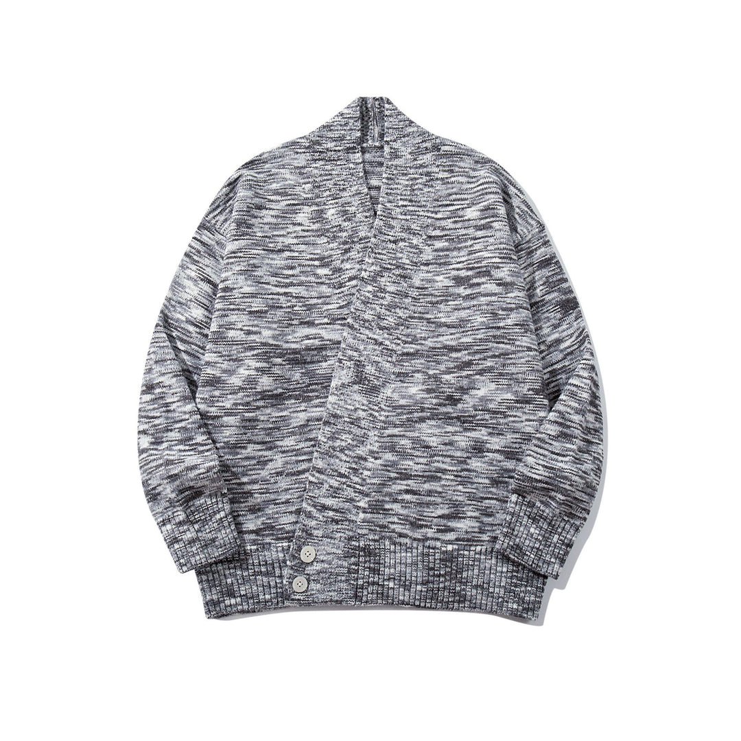Damen Oversize-Strickcardigan mit tiefem V-Ausschnitt, Knopfleiste am Saum und melierter Struktur Nord Taschen