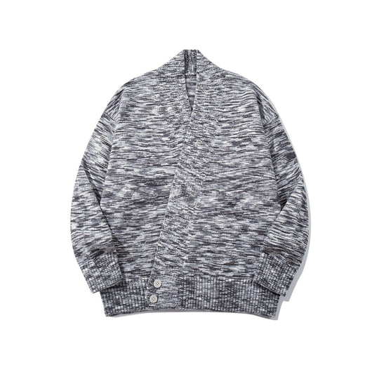 Damen Oversize-Strickcardigan mit tiefem V-Ausschnitt, Knopfleiste am Saum und melierter Struktur Nord Taschen