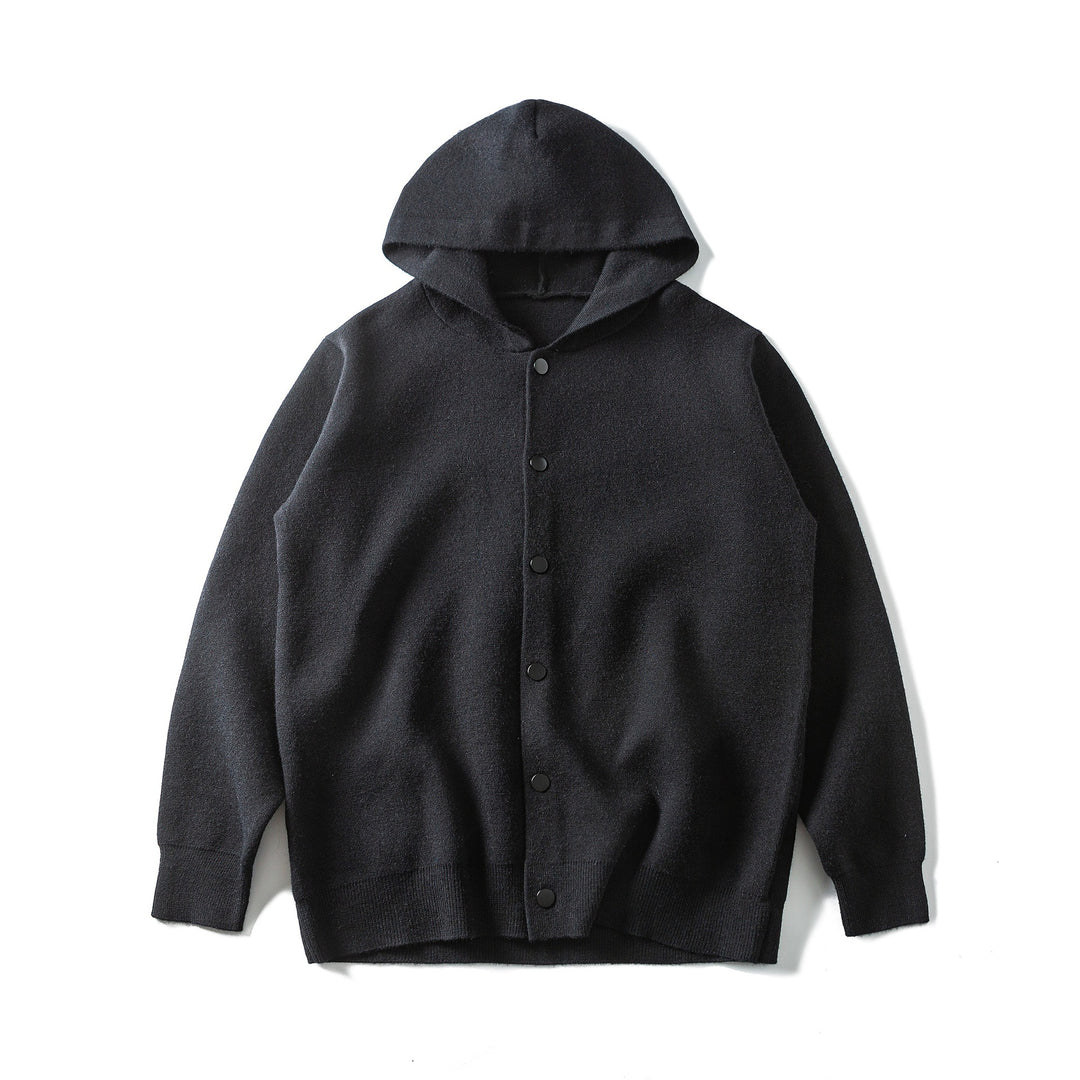 Unisex Leichte Kapuzen‑Strickjacke mit Druckknopfleiste und Rippbündchen Nord Taschen