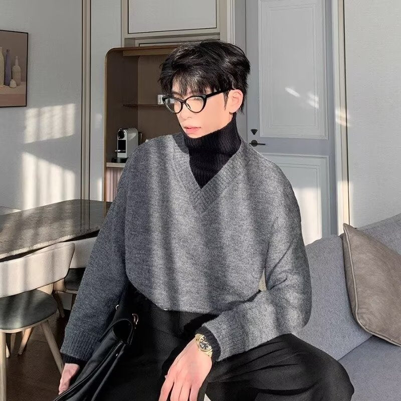 Herren Klassischer V-Ausschnitt Strickpullover Nord Taschen