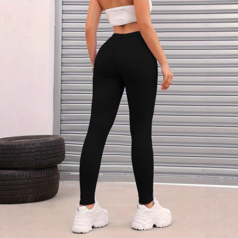 Damen Thermo-High-Waist-Fleece-Jeggings im Jeans-Look Nord Taschen