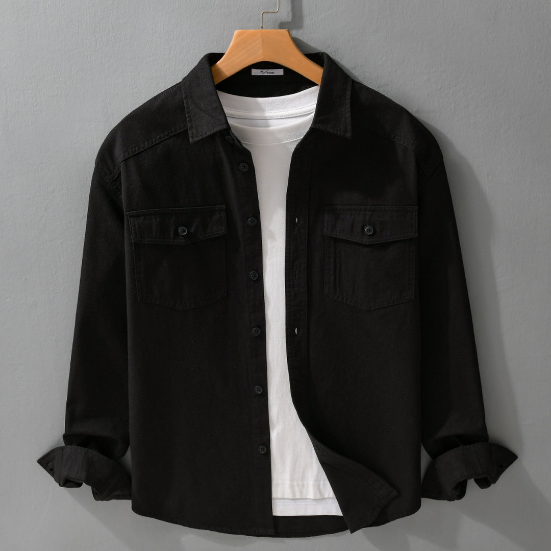 Herren Twill-Overshirt im Worker-Stil mit doppelten Brustklappen und Relaxed-Fit Nord Taschen