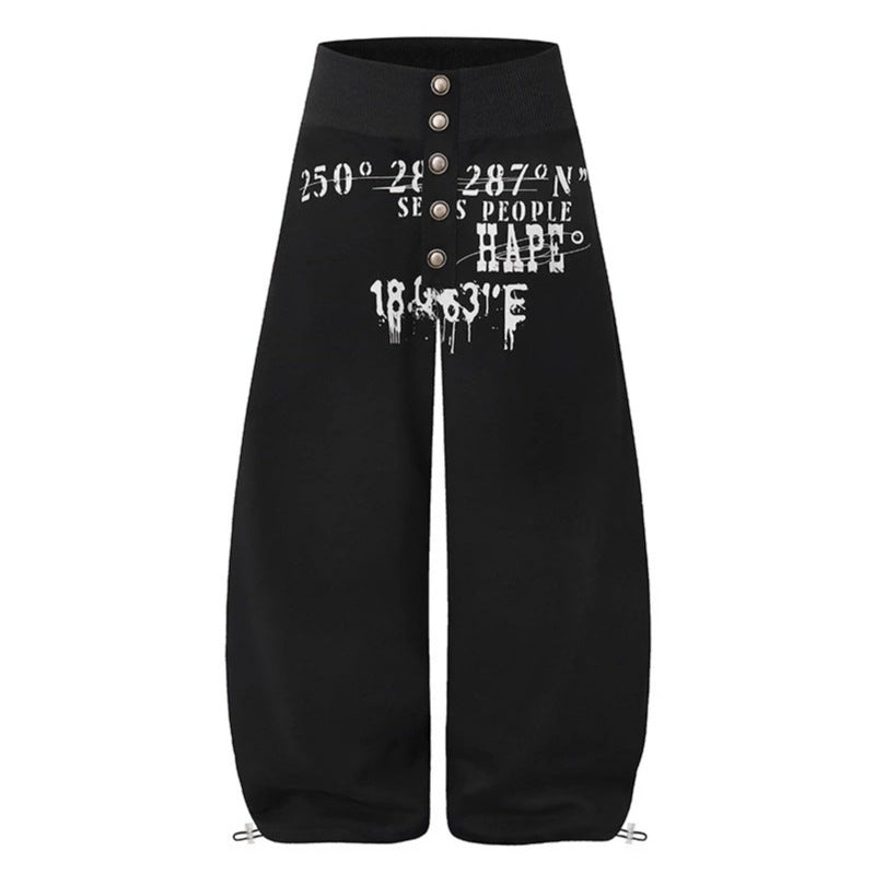 Damen Culotte-Loungehose mit hohem Rippbund, vorderer Zierknopfleiste und verstellbarem Saum Nord Taschen