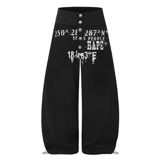 Damen Culotte-Loungehose mit hohem Rippbund, vorderer Zierknopfleiste und verstellbarem Saum Nord Taschen