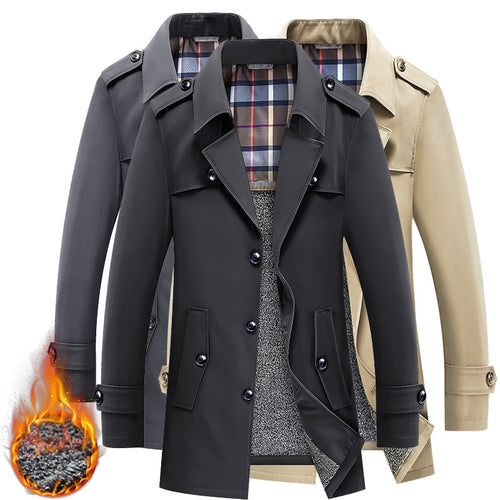 Herren Moderner Kurzmantel im Trench-Look mit kariertem Innenfutter und Utility-Taschen Nord Taschen