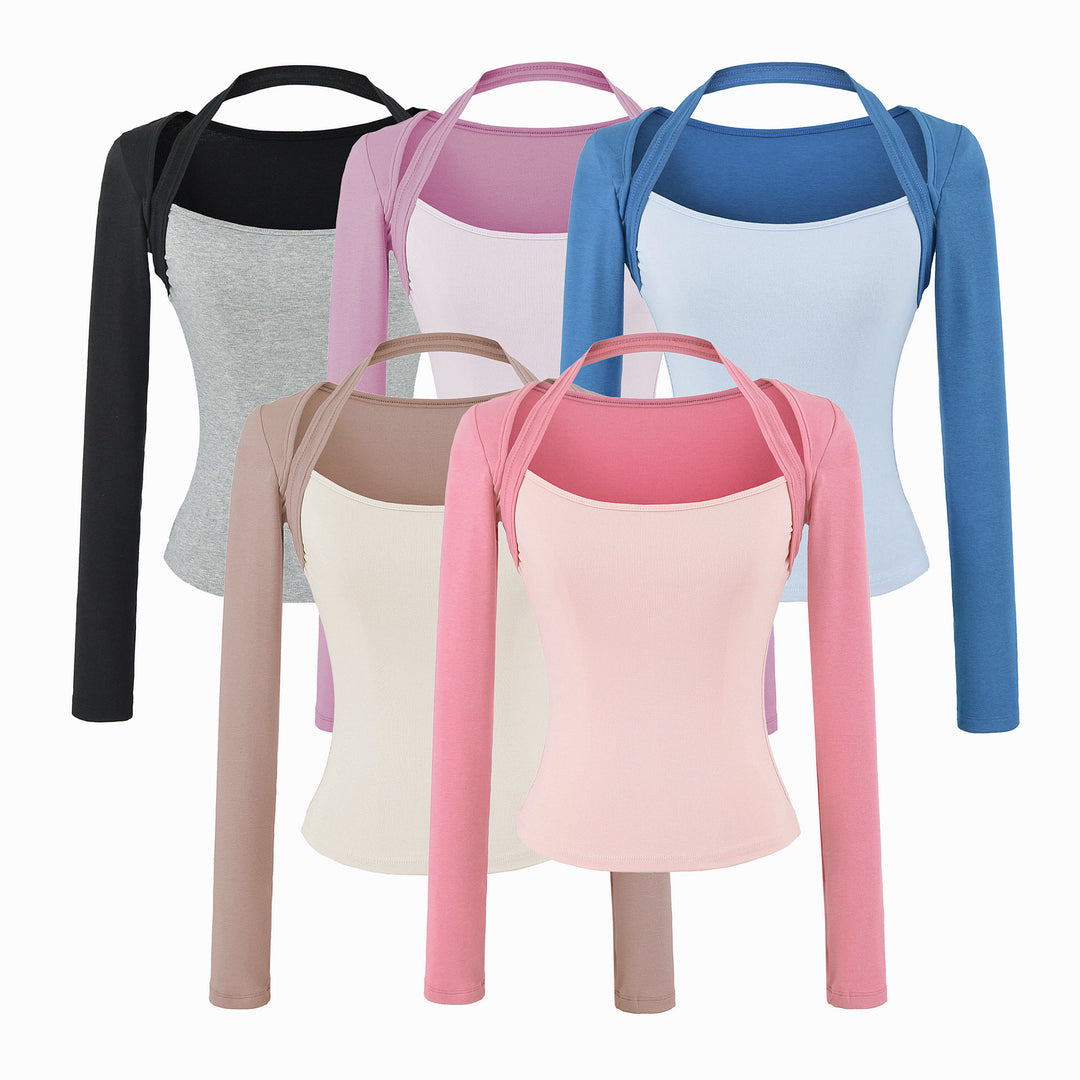 Damen Figurbetontes Layering-Top mit integriertem Bolero-Ärmel und Neckholder-Detail Nord Taschen
