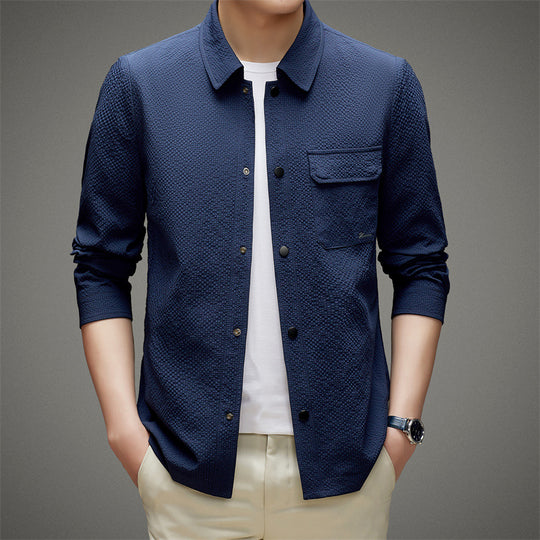 Herren Legeres strukturiertes Overshirt mit Brusttasche und Knopfleiste Nord Taschen