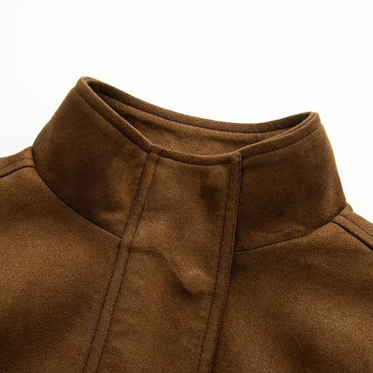Damen Cropped Wollmix-Fieldjacke mit Stehkragen, verdecktem Verschluss und großen Pattentaschen Nord Taschen