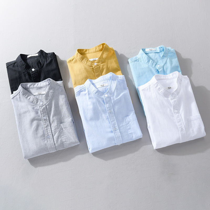 Herren Stehkragen-Overshirt aus Baumwollmix mit tonaler Brusttasche und Soft‑Touch Nord Taschen