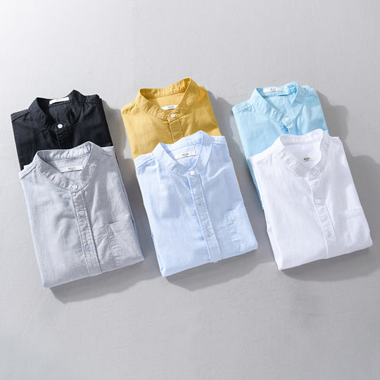 Herren Stehkragen-Overshirt aus Baumwollmix mit tonaler Brusttasche und Soft‑Touch Nord Taschen