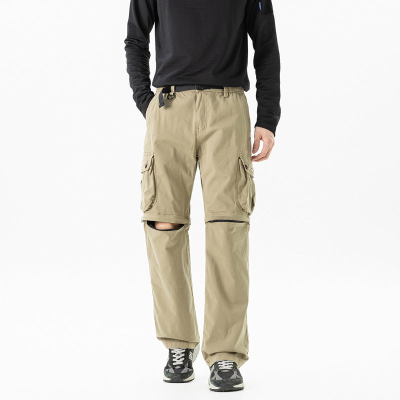 Herren Abnehmbare Cargo-Zip-Hose mit Reißverschluss-Bein, Multifachtaschen und integriertem Gürtel Nord Taschen