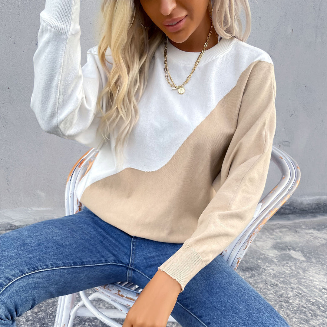 Damen Oversize-Sweatshirt mit asymmetrischem Colorblock und überschnittener Schulter Nord Taschen