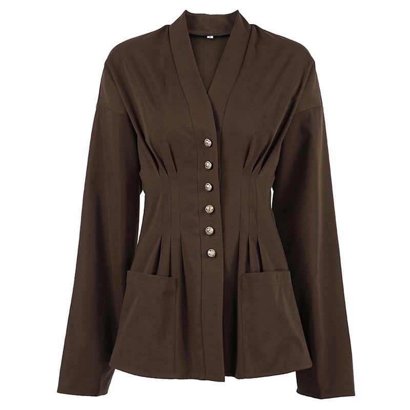 Damen taillierter Korsett-Blazer mit Zierknopfleiste Nord Taschen