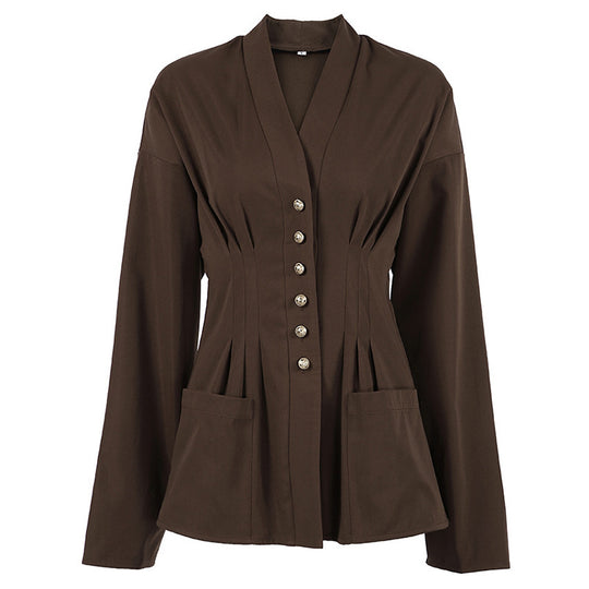 Damen taillierter Korsett-Blazer mit Zierknopfleiste Nord Taschen
