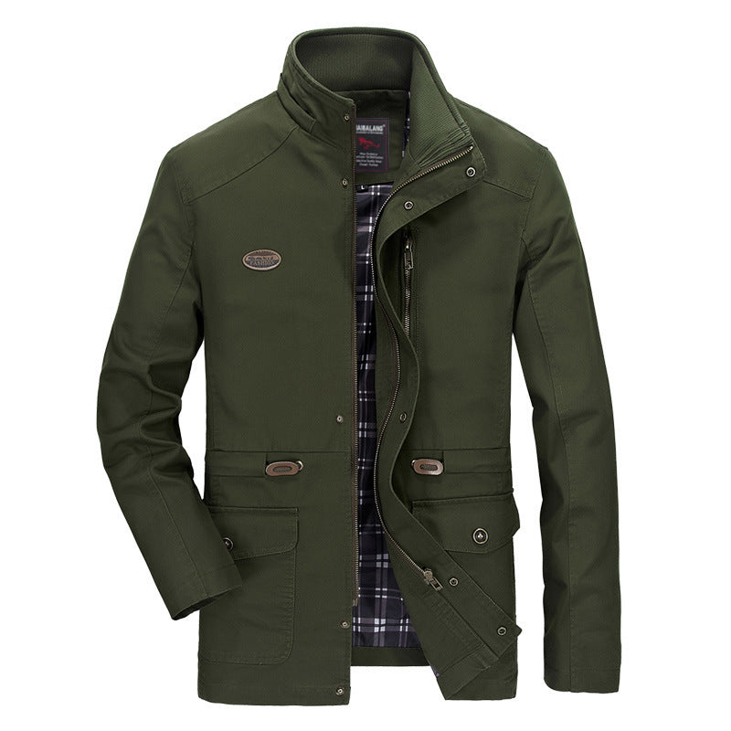 Herren mittellanger Parka mit Kapuze, kariertem Innenfutter und Taillenkordel Nord Taschen