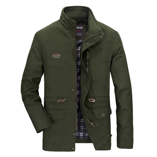 Herren mittellanger Parka mit Kapuze, kariertem Innenfutter und Taillenkordel Nord Taschen