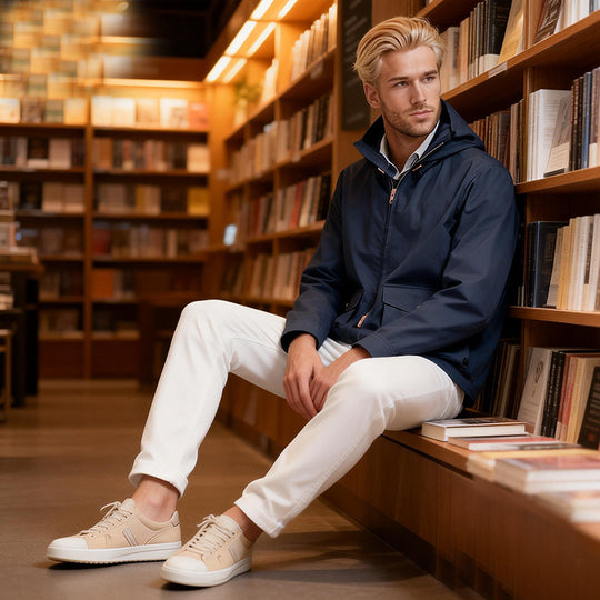 Herren Leichte Kapuzenjacke im urbanen Minimalstil mit Zwei-Wege-Reißverschluss und Pattentaschen Nord Taschen