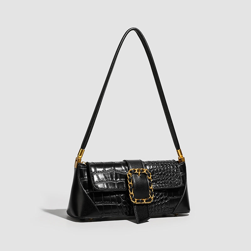 Damen Umhängetasche mit eleganten Kroko-Details und modischem Kettenakzent Nord Taschen