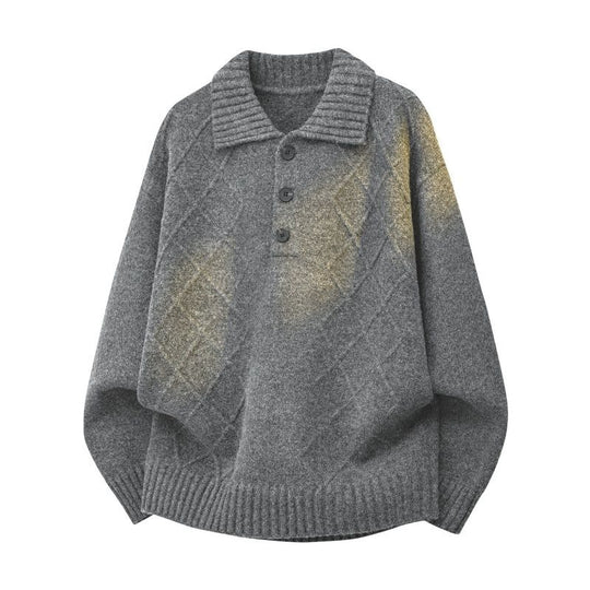 Damen Strickpullover mit Polokragen und Rautenstruktur Nord Taschen