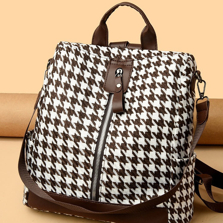 Damen Rucksacktasche mit stilvollem Hahnentrittmuster Nord Taschen