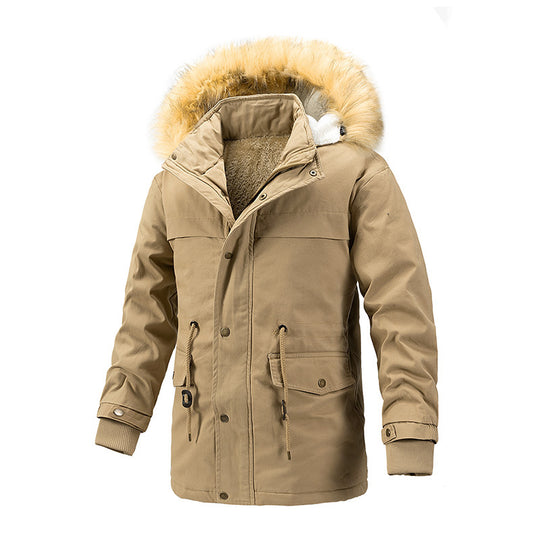Herren Winterschutz-Parka mit wärmendem Teddyfutter abnehmbarer Kunstfellkapuze und verstärkten Utility-Taschen Nord Taschen